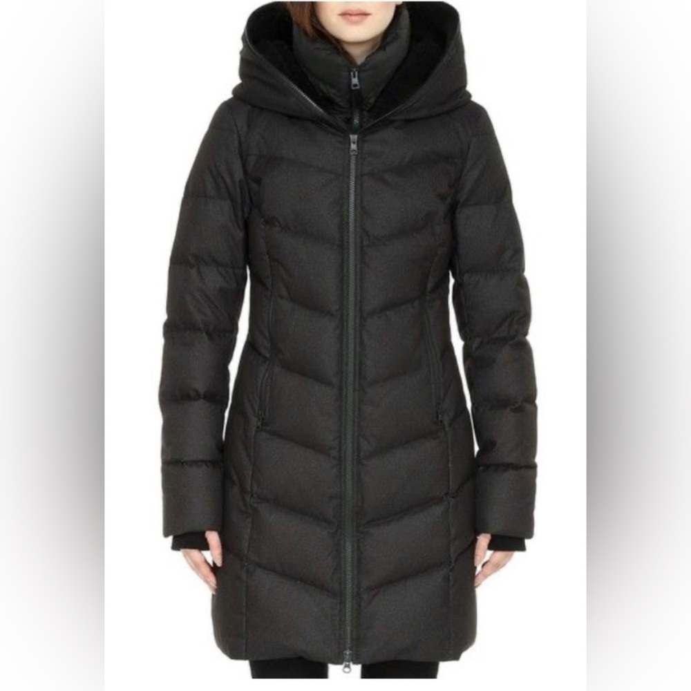 Soia & Kyo Franzi Hoothered  down  black coat size XS